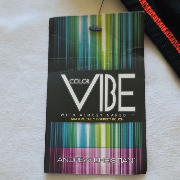 Andrew Christian Black Briefs with Gold and Red Accents - Picture 3 of 3